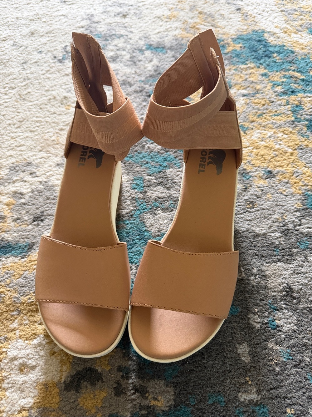 Sorel Women's Tan Elastic-Strap Wedge Sandals